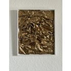  "Golden Waves " 22cm X 26,8cm akril kép,vegyes technika, fehér fenyőfa keretben.     (kézzel készített, egyedi, kézműves, modern, festmény, absztrakt, falikép, kortárs, dekoráció)