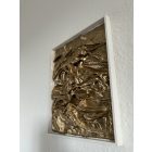  "Golden Waves " 22cm X 26,8cm akril kép,vegyes technika, fehér fenyőfa keretben.     (kézzel készített, egyedi, kézműves, modern, festmény, absztrakt, falikép, kortárs, dekoráció)