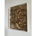  "Golden Waves " 22cm X 26,8cm akril kép,vegyes technika, fehér fenyőfa keretben.     (kézzel készített, egyedi, kézműves, modern, festmény, absztrakt, falikép, kortárs, dekoráció)