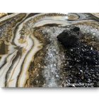 "Black & White Lava Geode"  falikép    (kézzel készített, kézműves, egyedi, modern, festmény, absztrakt, falikép, kortárs, dekoráció)