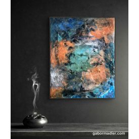    "Storm" 24cm X 30cm akril, epoxy kép     (kézzel készített, kézműves, egyedi, modern, festmény, absztrakt, falikép, kortárs, dekoráció)