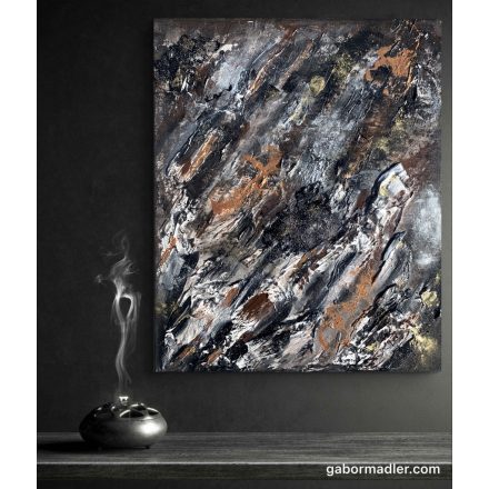  "Iced Earth II. " 38cm X 46cm absztrakt texturált akril festmény (kézzel készített, egyedi, modern, festmény, absztrakt, falikép, kézműves, kortárs, dekoráció)