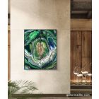  "Smaragd geode" 40cm X 50cm akril, epoxy texturált kép     (kézzel készített, kézműves, egyedi, modern, festmény, absztrakt, falikép, kortárs, dekoráció)