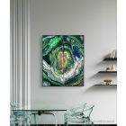  "Smaragd geode" 40cm X 50cm akril, epoxy texturált kép     (kézzel készített, kézműves, egyedi, modern, festmény, absztrakt, falikép, kortárs, dekoráció)