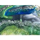  "Smaragd geode" 40cm X 50cm akril, epoxy texturált kép     (kézzel készített, kézműves, egyedi, modern, festmény, absztrakt, falikép, kortárs, dekoráció)