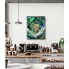  "Smaragd geode" 40cm X 50cm akril, epoxy texturált kép     (kézzel készített, kézműves, egyedi, modern, festmény, absztrakt, falikép, kortárs, dekoráció)