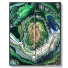  "Smaragd geode" 40cm X 50cm akril, epoxy texturált kép     (kézzel készített, kézműves, egyedi, modern, festmény, absztrakt, falikép, kortárs, dekoráció)