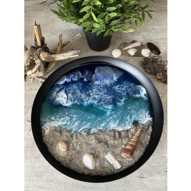 Tálca lábakkal ,tengerpartot idéző dekorral