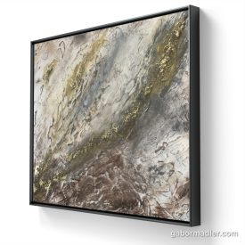    "Golden marble" 50cm X 40cm absztrakt texturált festmény     (kézzel készített, egyedi, modern, kézműves, festmény, absztrakt, falikép, kortárs, dekoráció)
