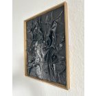  "Black Waves " 26cm X 32cm akril kép, vegyes technika, arany színű fenyőfa keretben.     (kézzel készített, egyedi, kézműves, modern, festmény, absztrakt, falikép, kortárs, dekoráció)                              