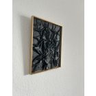  "Black Waves " 26cm X 32cm akril kép, vegyes technika, arany színű fenyőfa keretben.     (kézzel készített, egyedi, kézműves, modern, festmény, absztrakt, falikép, kortárs, dekoráció)                              