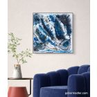  "Blue lagoon" 40cm X 40cm  akril, epoxy texturált kép  (kézzel készített, egyedi, kézműves, modern, festmény, absztrakt, falikép, kortárs, dekoráció)