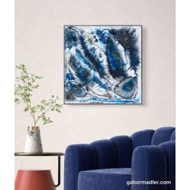    "Blue lagoon" 40cm X 40cm  akril, epoxy texturált kép  (kézzel készített, egyedi, kézműves, modern, festmény, absztrakt, falikép, kortárs, dekoráció)