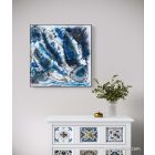  "Blue lagoon" 40cm X 40cm  akril, epoxy texturált kép  (kézzel készített, egyedi, kézműves, modern, festmény, absztrakt, falikép, kortárs, dekoráció)