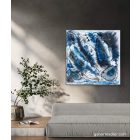  "Blue lagoon" 40cm X 40cm  akril, epoxy texturált kép  (kézzel készített, egyedi, kézműves, modern, festmény, absztrakt, falikép, kortárs, dekoráció)