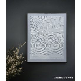   "White nature" 40cm x 50cm texturált kép vegyes technika.