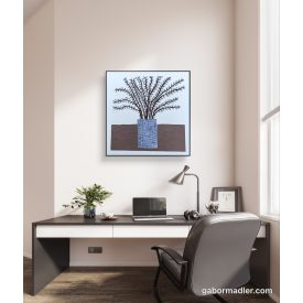   "Catkin" 50cm x 50cm texturált kép vegyes technika, akril.